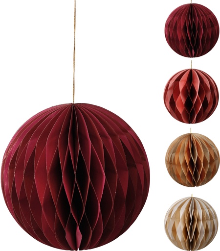 [KM-A64200730] BOULE A SUSPENDRE EN PAPIER - FORME DE NID D'ABEILLES - 25 CM - 4 COULEURS - PRIX UNITAIRE