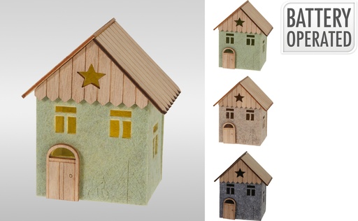 [KM-GML001440] CASITA DE FIELTRO CON LUZ LED - 12CM - 3 COLORES - PRECIO UNIDAD 