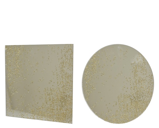 [4-383007] PLAT/PLATEAU DORE A PAILLETTES - 2 FORMES -PRIX UNITAIRE - dia20.00-H0.40cm