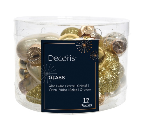 [4-015002] ***FIGURE GLASS PEARL/GOLD L2.00-W4.00-H4.00cm