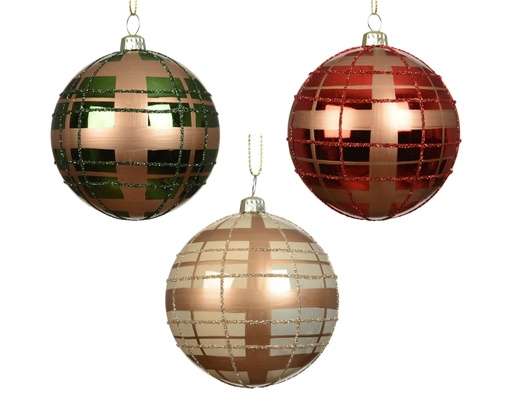 [4-026943] ***BAUBLES POLYSTYRENE GLITTER ASSORTED dia8.00cm