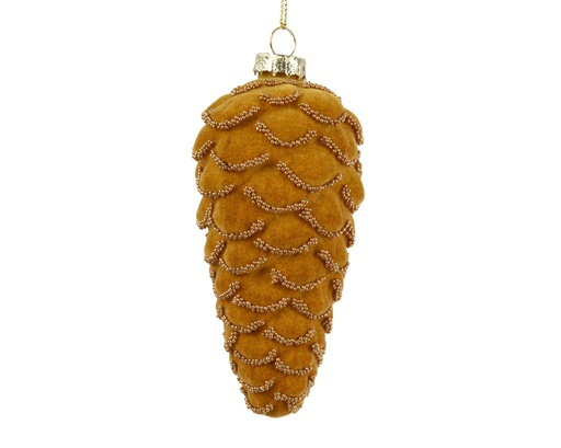 [4-071904] ***PINECONE GLASS WITH BEAD CHAINS YELLOW dia6.00-H12.50cm