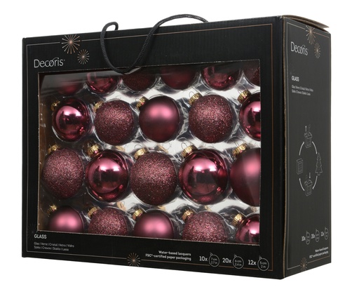 [4-149345] ***BAUBLES GLASS DARK ROSE dia7.00cm