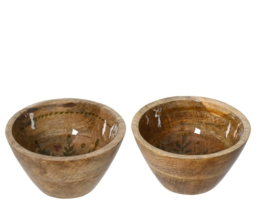 [4-201995] BOLES MADERA MANGO CON DIBUJO ESMALTADO - 2 SURTIDOS - PRECIO UNIDAD - dia12.50-H7.00cm