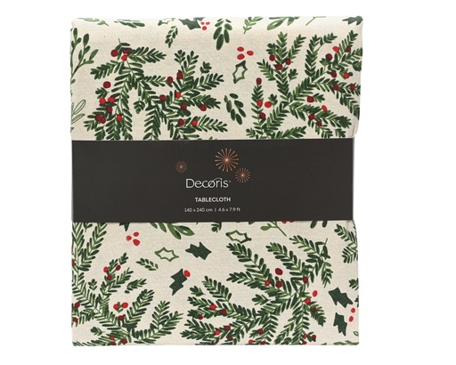 [4-221366] MANTEL DE MESA ALGODON - WHITE/GREEN L240.00-W140.00-H0.10cm