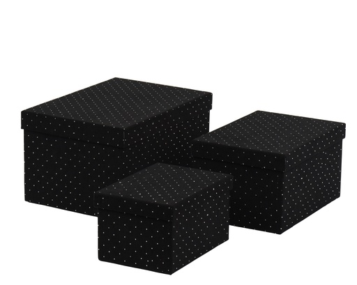 [4-374273] ***GIFTBOX CARDBOARD BLACK L34.50-W24.00-H18.50cm /L28.00-W20.00-H15.50cm /L22.00-W16.00-H12.50cm