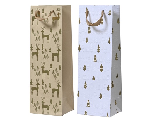 [4-451840] ***GIFTBAG PAPER TREE DEER ASSORTED L12.00-W10.00-H36.00cm