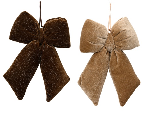 [4-512185] LAZO TERCIOPELO CON BRILLITO - MARRON/CREMA - L2.00-W11.00-H14.00cm