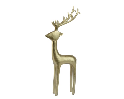 [4-537856] ***DEER POLYRESIN GOLD L8.50-W19.00-H48.00cm