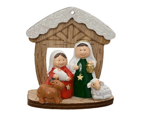 [4-591724] ***NATIVITY MDF NATURAL L7.50-W4.00-H7.70cm