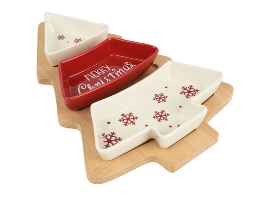 [4-601132] ***TAPAS SET STONEWARE RED/WHITE L27.50-W19.50-H4.00cm