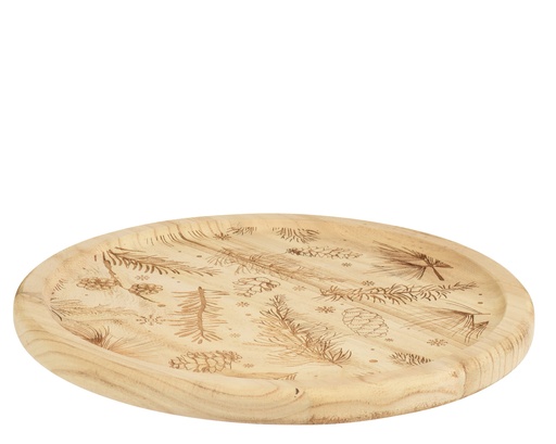 [4-601259] ***DECO PLATE PAULOWNIA WOOD NATURAL/COLOUR(S) L35.00-W35.00-H2.50cm