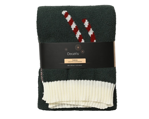 [4-614426] ***THROW ACRYLIC WHITE/RED L200.00-W150.00-H1.00cm