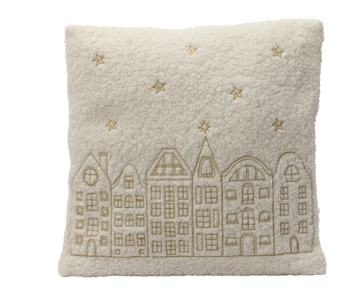 [4-614460] ***CUSHION EG POLYESTER WHITE/COLOUR(S) L45.00-W45.00-H8.00cm