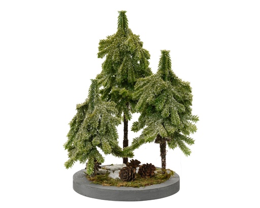 [4-689655] ***MERRY FIR TABLEPIECE GLITTER GREEN L15.00-W15.00-H25.00cm