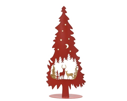 [4-703051] ***TEALIGHTHOLDER IRON RED L8.00-W15.50-H35.00cm