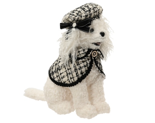 [4-704459] ***DOG ARTIFICIAL FUR CREAM L22.00-W13.00-H32.00cm