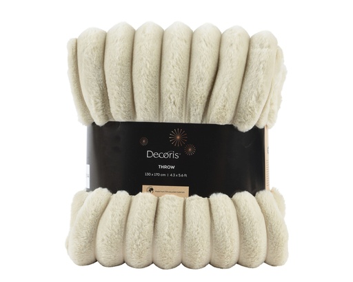 [4-729144] ***THROW POLYESTER CREMEWHITE L170.00-W130.00-H1.00cm
