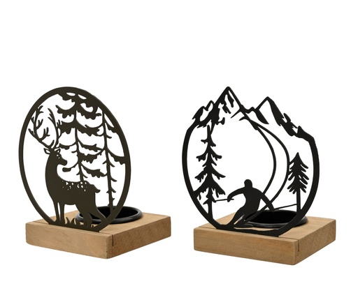 [4-741036] ***TEALIGHTHOLDER IRON BLACK L9.50-W7.00-H11.00cm