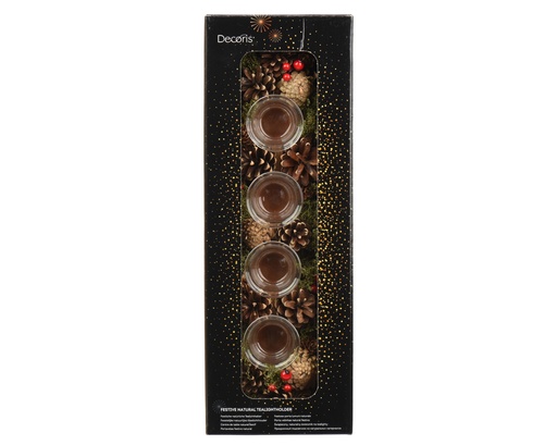 [4-741111] ***TEALIGHTHOLDER PINECONE NATURAL L15.00-W45.00-H9.00cm