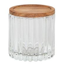 [PV-5166-00] BOTE CRISTAL TRANSPARENTE CON RELIEVE Y TAPA - Ø7.5XH7.8 TRANSPARENT