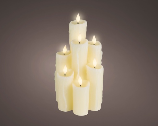 [4-481705] ***LED WICK CHURCH CANDLE BO INDOOR CREAM/WARM WHITE L15.00-W15.00-H27.50cm-7L
