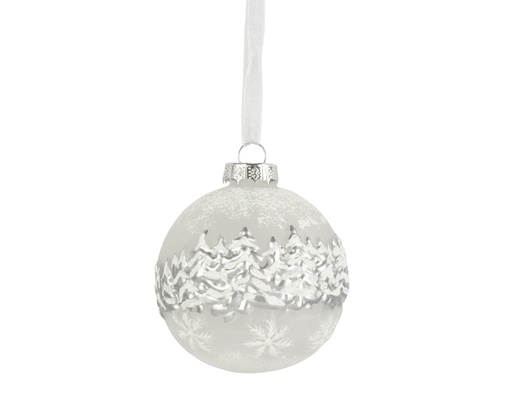 [4-071862] BOLA CRISTAL BOSQUE INVERNAL - WINTER WHITE -dia8.00cm