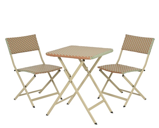 [4-843551] ***MONTPELLIER SET WICKER ORANGE/COLOUR(S) L58-W58-H70cm