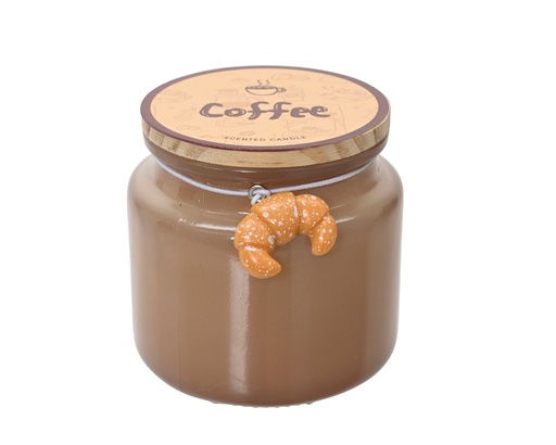 [4-811029] ***WAX IN GLASS WAX ROUND DECO CROISSANT BROWN D.6.4cm x H.6.3cm