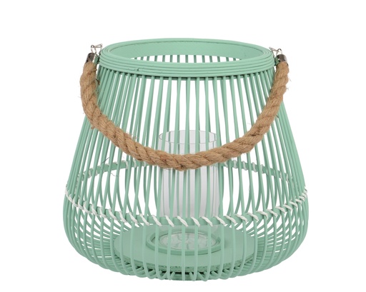 [4-812768] ***LANTERN BAMBOO GLASS CUP TURQUOISE D.25.5cm x H.24.5cm