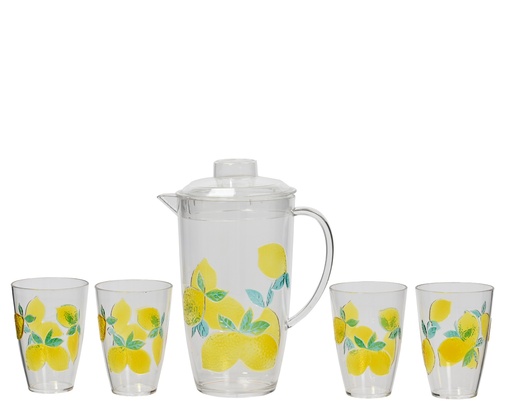 [4-820101] ***PITCHER PLASTIC EMBOSSED LEMON MIX YELLOW/COLOUR(S) D.13.3cm x H.26cm