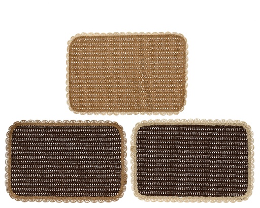 [4-827778] ***PLACEMAT PAPERROPE RECTANGLE W FLOWER RIM 3COL ASS ASSORTED L.30cm x W.45cm x H.0.4cm