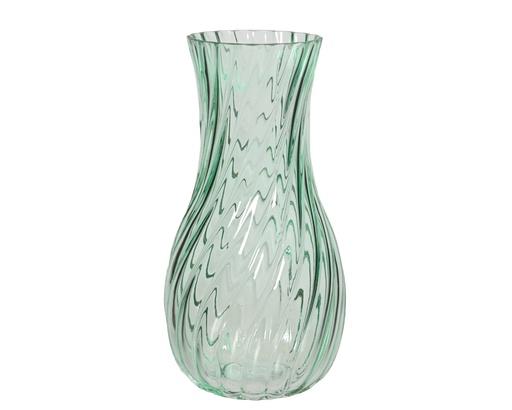 [4-830015] ***VASE GLASS TRANSPARENT MINT D.12.8cm x H.24.5cm
