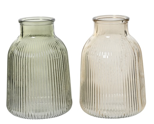 [4-835250] ***VASE GLASS TRANSPARENT SPRAY COLOR 2COL ASS ASSORTED D.9.8cm x H.14cm