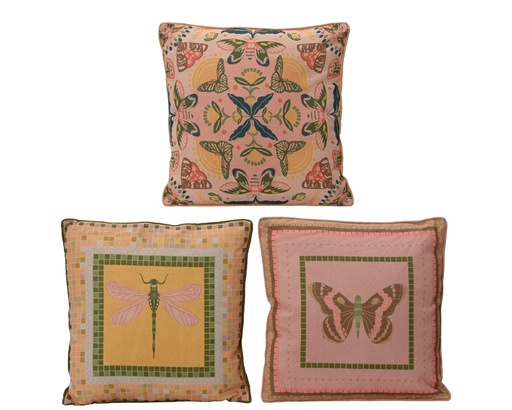 [4-875020] ***CUSHION POLYESTER COTTON SQUARE DIGITAL PRINT 3ASS OUTDOOR MULTI L.45cm x W.45cm x H.8cm