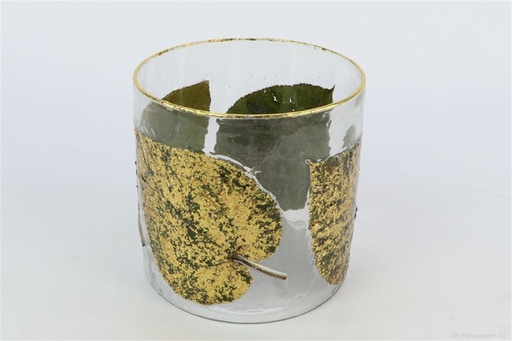 [HBX-912010115] PORTAVELAS CRIS HOJA TEKA 15CM