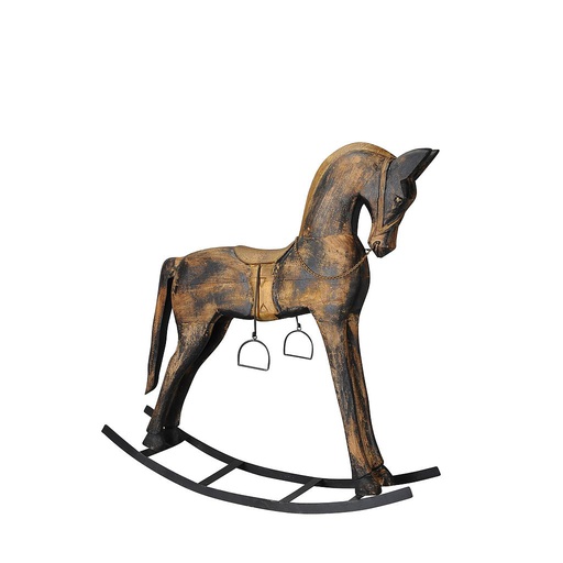 [PW-540309-000-823] CABALLO BALANCÍN MARRON/DORADO  102x25xH108CM