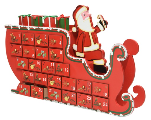 [4-551429] MDF ADVENT CALENDAR SLEIGH L6-W35-H23CM
