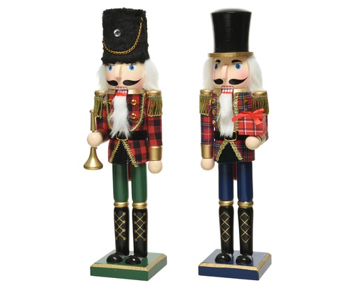 [4-551437] CASSE-NOISETTES EN BOIS QUADRILLÉ - 25CM - 2 ASSORTIMENTS - À L' UNITÉ