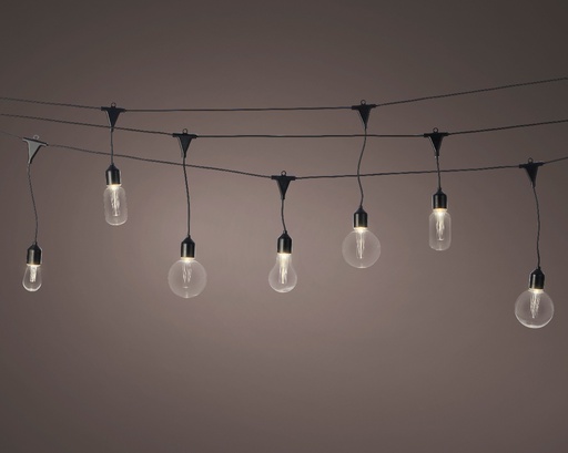 [4-490150] GUIRNALDA BOMBILLAS -  4 FORMAS - 950CM-20LEDS/CAL/ APTO EXTERIOR