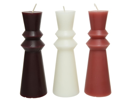 [4-215646] VELA DECORATIVA 5X15CM - 3 COLORES - PRECIO UD