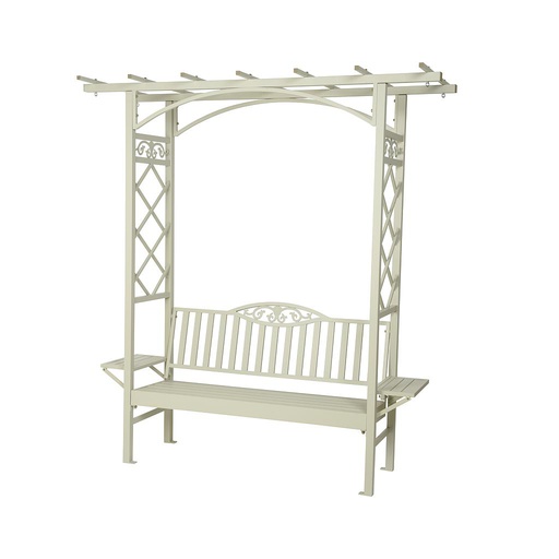 [4-840126] BANCO ALUMINIO CON PERGOLA INCORPORADA-80X195X210CM-BLC
