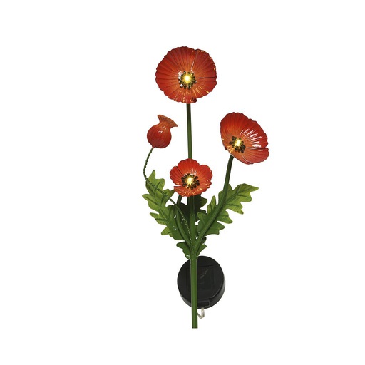 [4-897691] LUZ SOLAR FORMA DE FLOR-ROJO-80CM-3LEDS