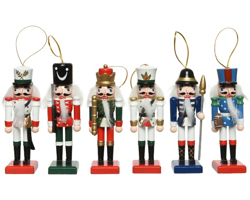 [4-550593] FIRWOOD NUTCRACKER W HANG 6ASS L3.50-W3.50-H12.50CM