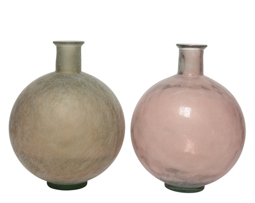 [4-647223] JARRON CRISTAL RECICLADO - EFECTO MATE - 44CM - 2 COLORES DIFERENTES - PRECIO UNIDAD