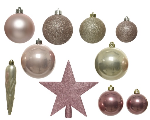 [4-020060] SURTIDO FIGURAS ARBOL-PLASTICO-GAMA DE ROSAS-33UDS