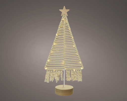 [4-486092] SAPIN EN COTON - 59CM - 35 LED/CHA/BAT/6H/INT