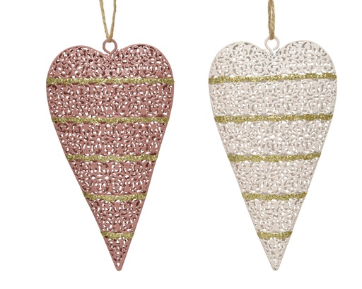 [4-520412] CORAZON METAL COLGAR - 14CM - 2 DISEÑOS DIFERENTES - PRECIO UD