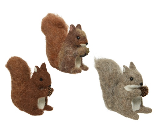[4-520768] SQUIRREL WOOL L6.50-W13-H15CM