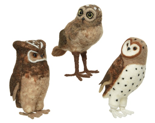 [4-520769] BUHOS LANA - NATURAL -21CM - 3 DISEÑOS DIFERENTES - PRECIO UD